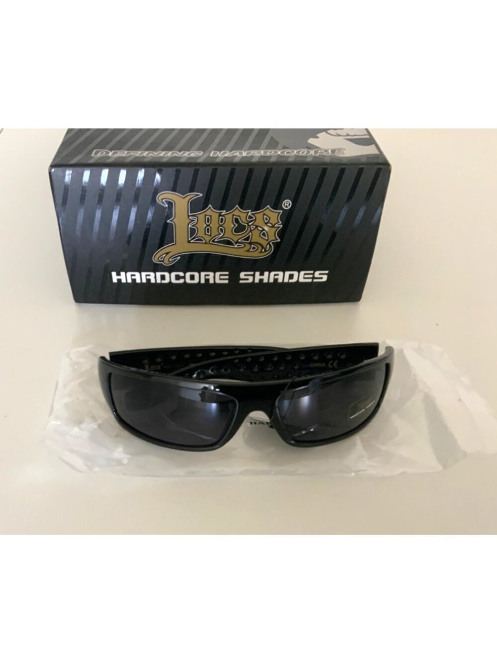 Locs Hardcore Shades Black Sunglasses With Bandana Print Arms & UV Protection